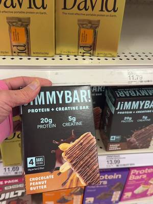 TikTok post by @emilyjean_fit for JiMMYBAR!. Caption reads: JIMMYbars are now available at Target! @JiMMYBAR....