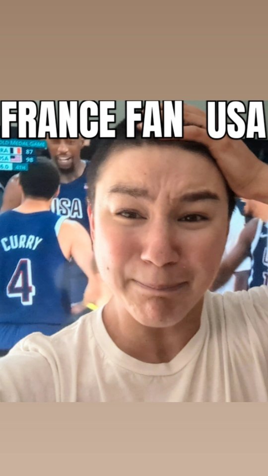 Instagram post by @curtiswagner1 for House of Highlights. Caption reads: France Fan Reacts to loss vs. USA! 2024 Olympics....