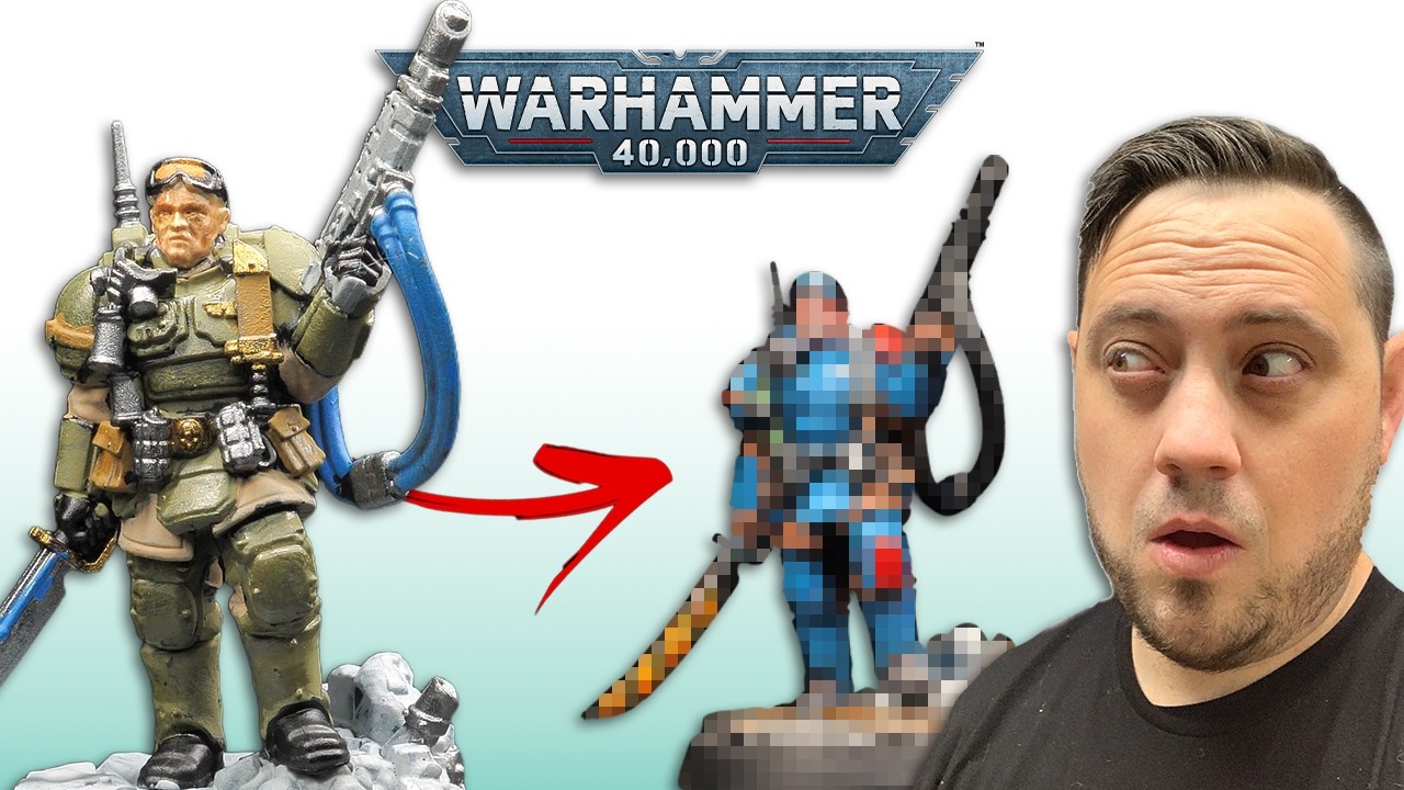 YouTube post by @eBayMiniatureRescues for UniFormation. Caption reads: ASTRA MILITARUM Unbroken Miniature Rescue.