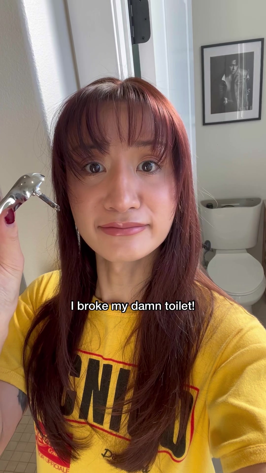 TikTok post by @flawlesskevin for The Home Depot. Caption reads: I broke my toilet and hubby Taehyung didn’t help....