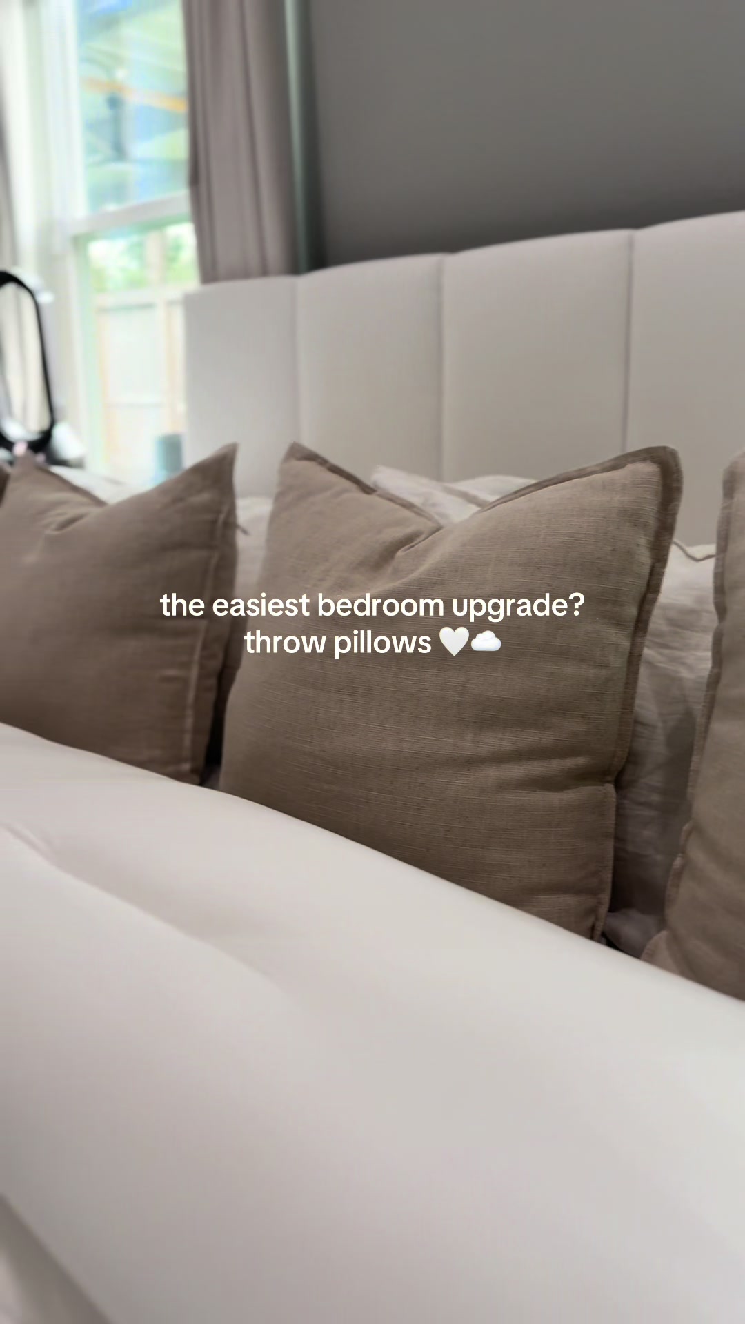 TikTok post by @yulissaas_ for Lux Decor Collection. Caption reads: [...] pillows is on sale now 🤍☁️ @Lux Decor....