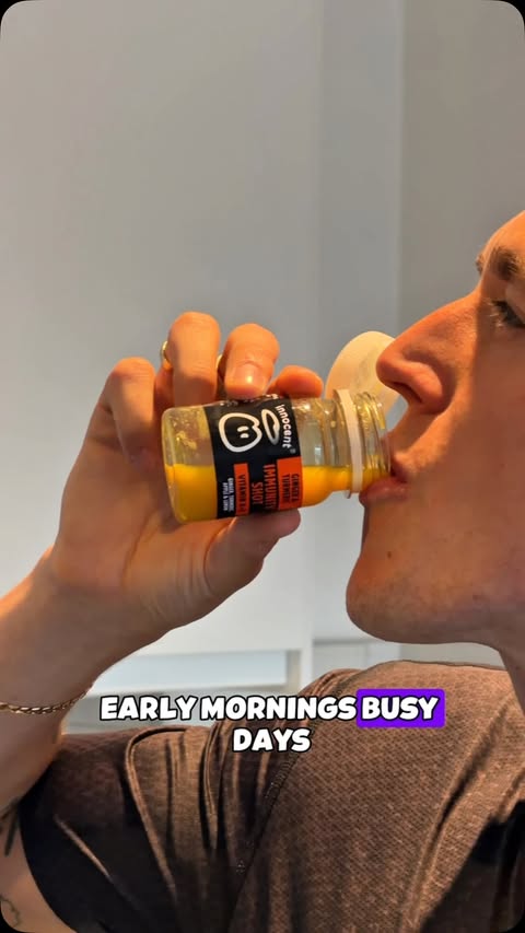 Instagram post by @ciancharlton for Innocent Drinks. Caption reads: 3 tasty shots to choose from that give me a kick....