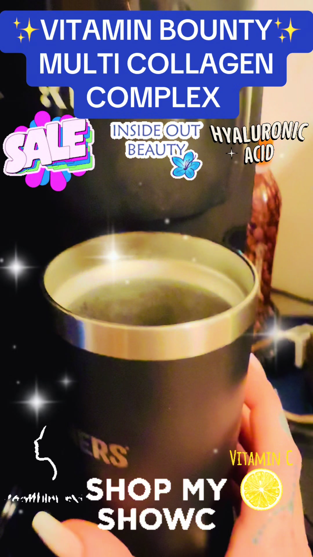 TikTok post by @moni30_nyc for Vitamin Bounty. Caption reads: @Vitamin Bounty #vitaminbounty #collagen [...].