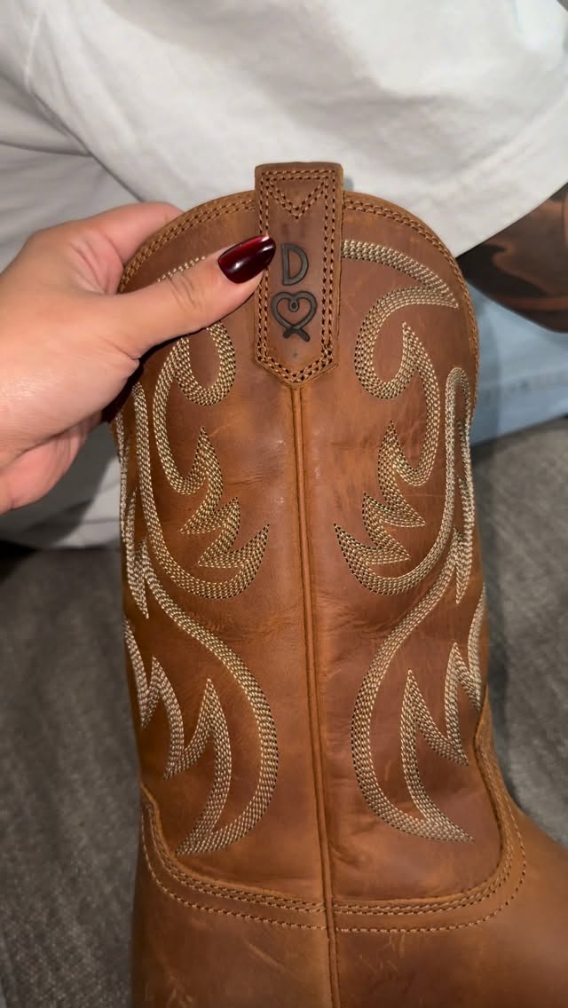 Instagram post by @deecastle__ for Tecovas. Caption reads: Spoiled my hubby for our 5th year wedding....