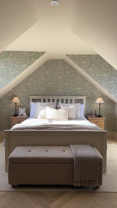 Instagram post by @chloe_countryhomerenovation for Sandberg Wallpaper. Caption reads: Ad. We wanted something timeless and calming for....