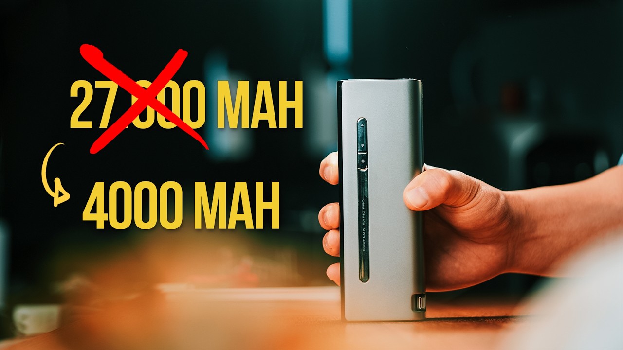 YouTube post by @congtech for EcoFlow. Caption reads: The problem with power banks.