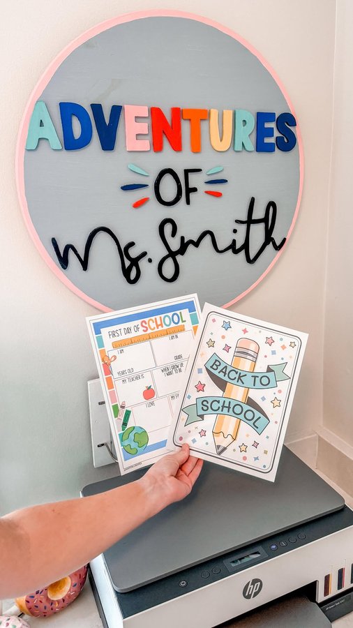 Instagram post by @adventuresofmssmith_ for Office Depot. Caption reads: #sponsored My new @hp Smart Tank 6001 printer from....