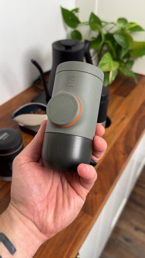 Instagram post by @daddygotcoffee for Wacaco. Caption reads: [...] and wild! These tiny espresso makers by....