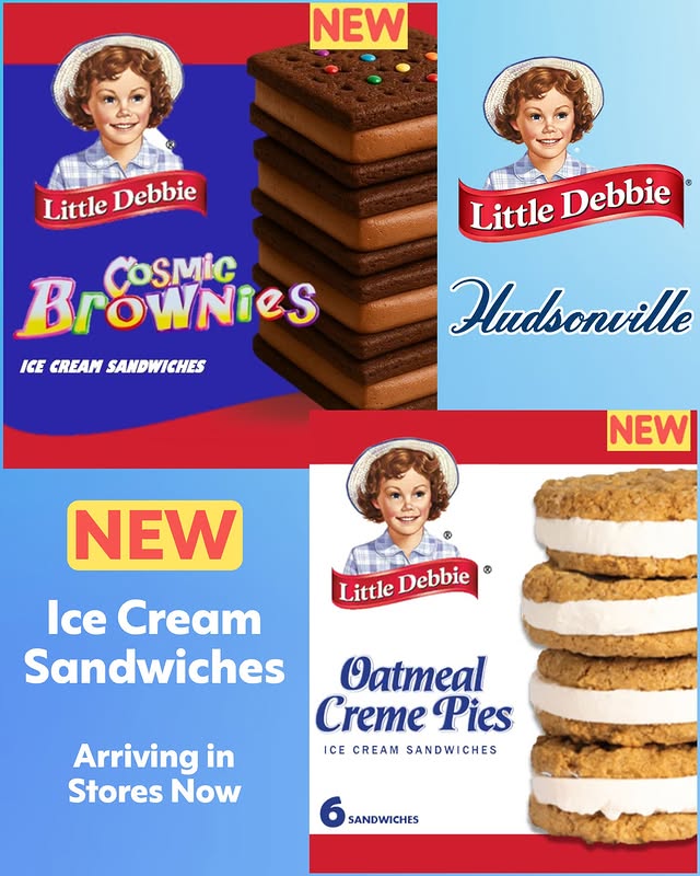 Instagram post by an influencer for Hudsonville Ice Cream. Caption reads: Little Debbie just dropped ICE CREAM SANDWICHES....