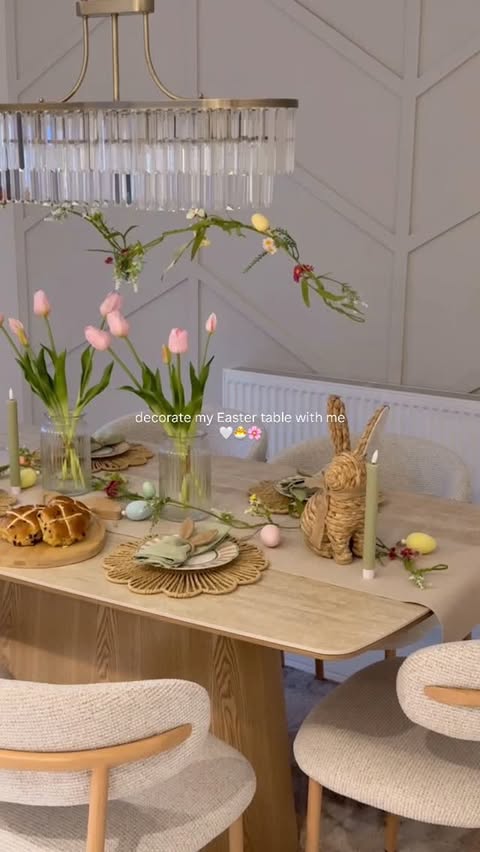 Instagram post by @our_midfordhome87 for The Range. Caption reads: Decorate my Easter table with @therangeuk 🤍🐣🌸....