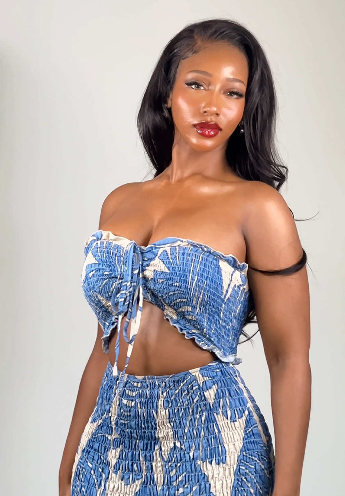 TikTok post by @constanceconnie1 for ChicMe. Caption reads: Tropical Print vacation dress ☀️🌴Has mermaid....