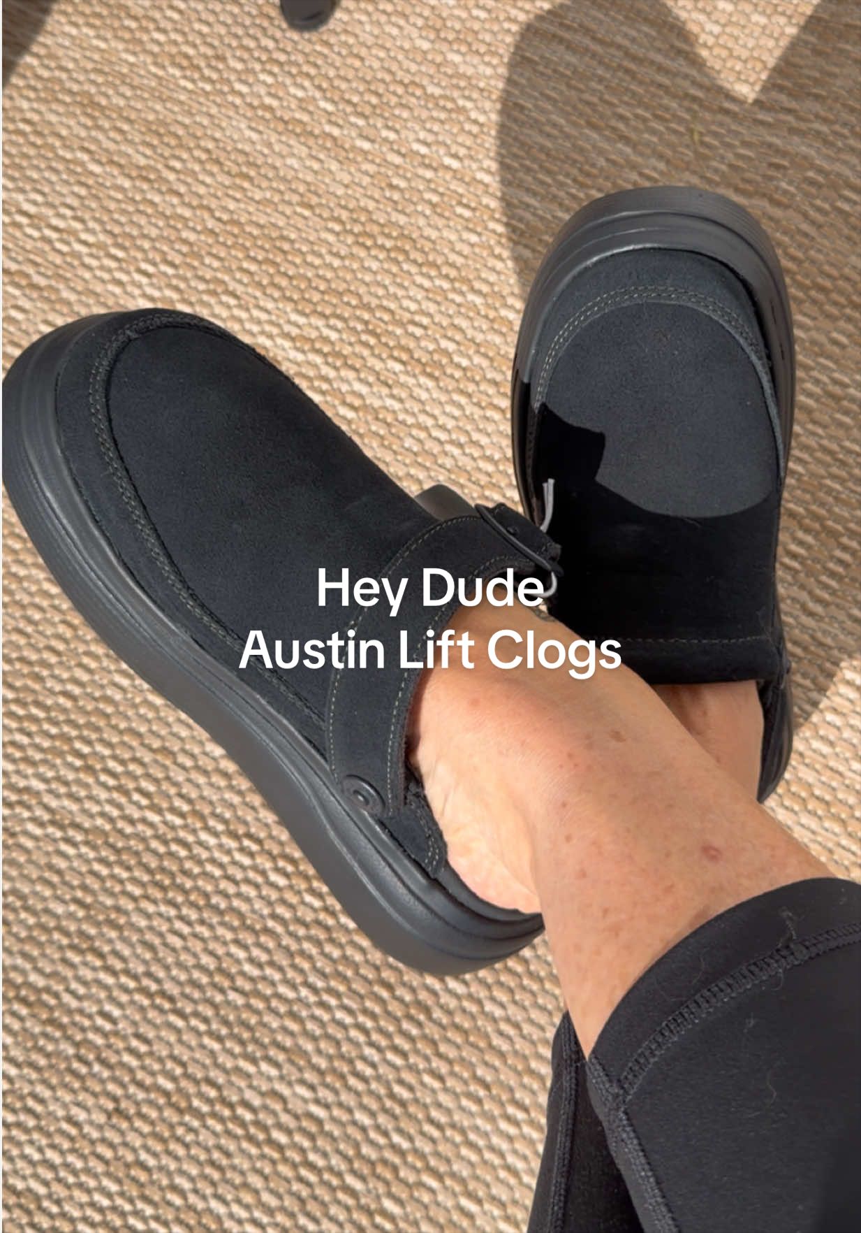 TikTok post by @livingthebreezylife for Hey Dude Shoes. Caption reads: [...] new release for fall!! #heydudeshoes #clogs....