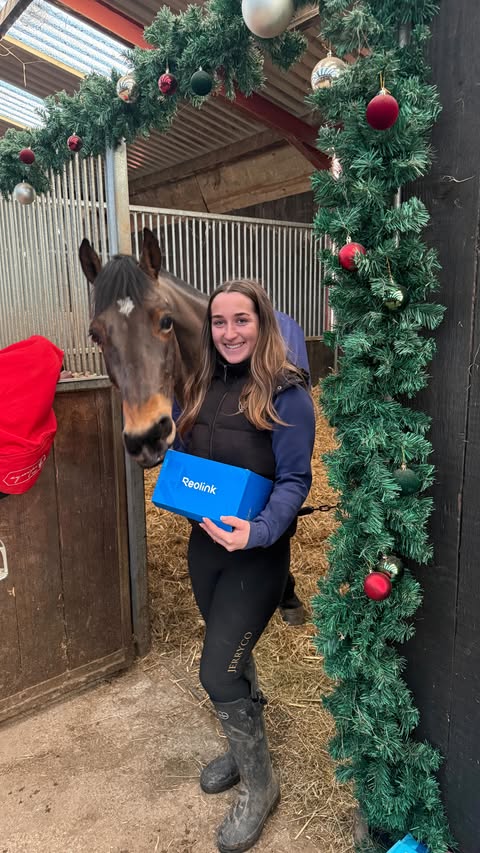 Instagram post by @maddiequestrain for Reolink. Caption reads: [...] all day, everyday thanks to my new ....