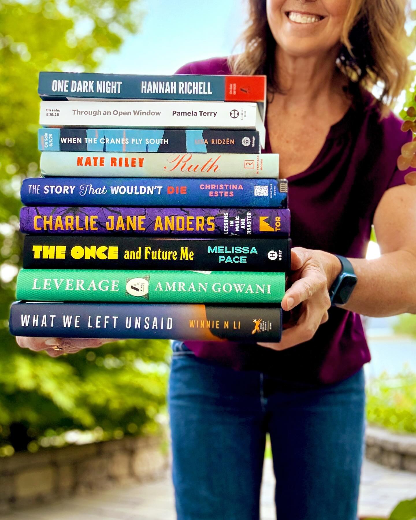 Instagram post by @suethebookie for Riverhead Books. Caption reads: Can you believe we’re over halfway through August?....