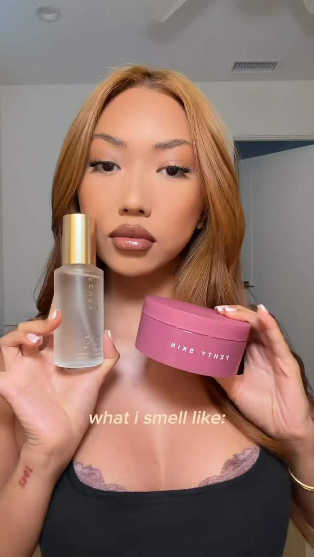 Instagram post by @coconutcathy for FENTY HAIR. Caption reads: [...] drop (vanilla, pink sugar + coconut) &....