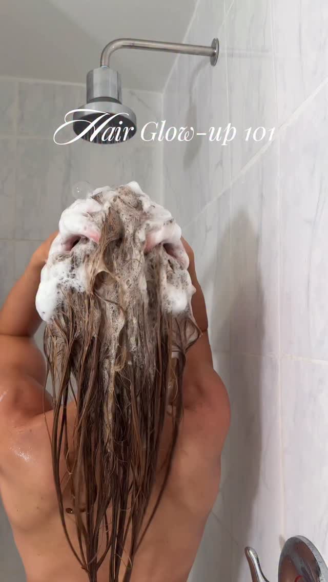 Instagram post by @anggwells for OUAI. Caption reads: Hair glow-up 101: a weekly hair detox using....