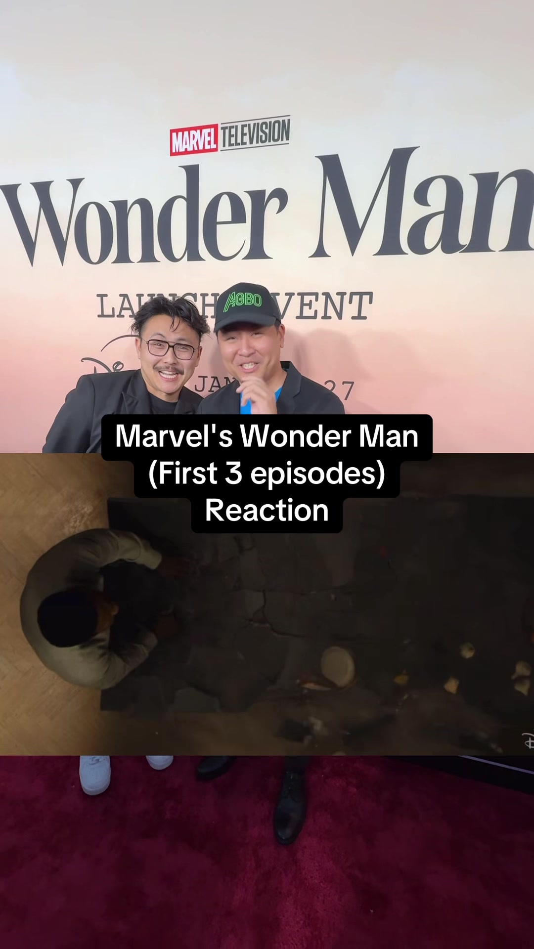TikTok post by @justthenobodys for Marvel. Caption reads: Marvel Studios' Wonder Man first 3 episodes [...].