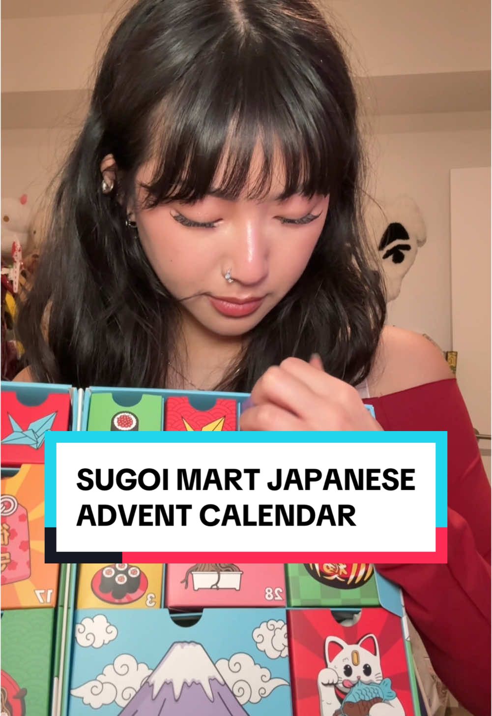 TikTok post by @moongrapess for Sugoi Mart. Caption reads: my first advent calendar. this was the best first....