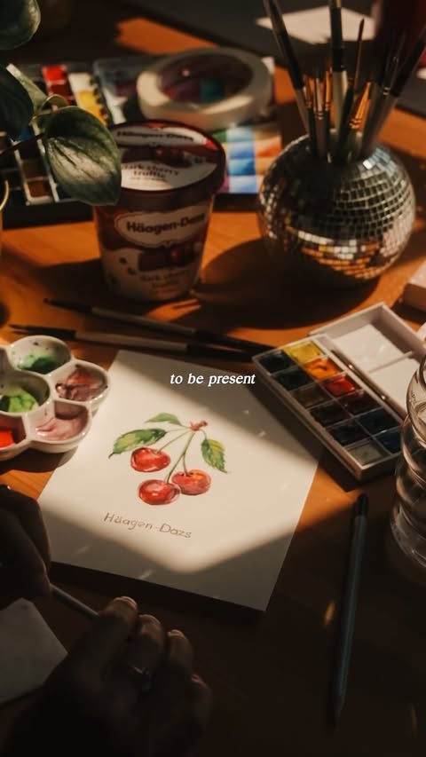Instagram post by @anamarkovych for Häagen-Dazs Ice Cream. Caption reads: Here’s to being right where you are, with....