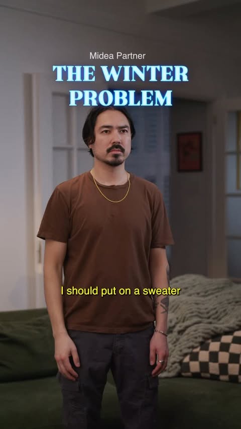 Instagram post by @jonryanisdead for Midea. Caption reads: No sweater no problem w/ the @midea_us DualFlex™....