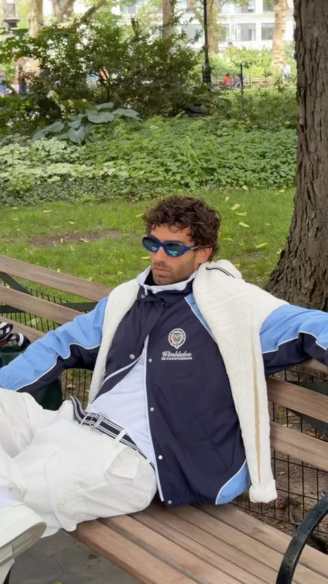 Instagram post by @andrewgeorgiades for Polo Ralph Lauren. Caption reads: [...] thinking of Wimbledon 🎾 #RLTennis....