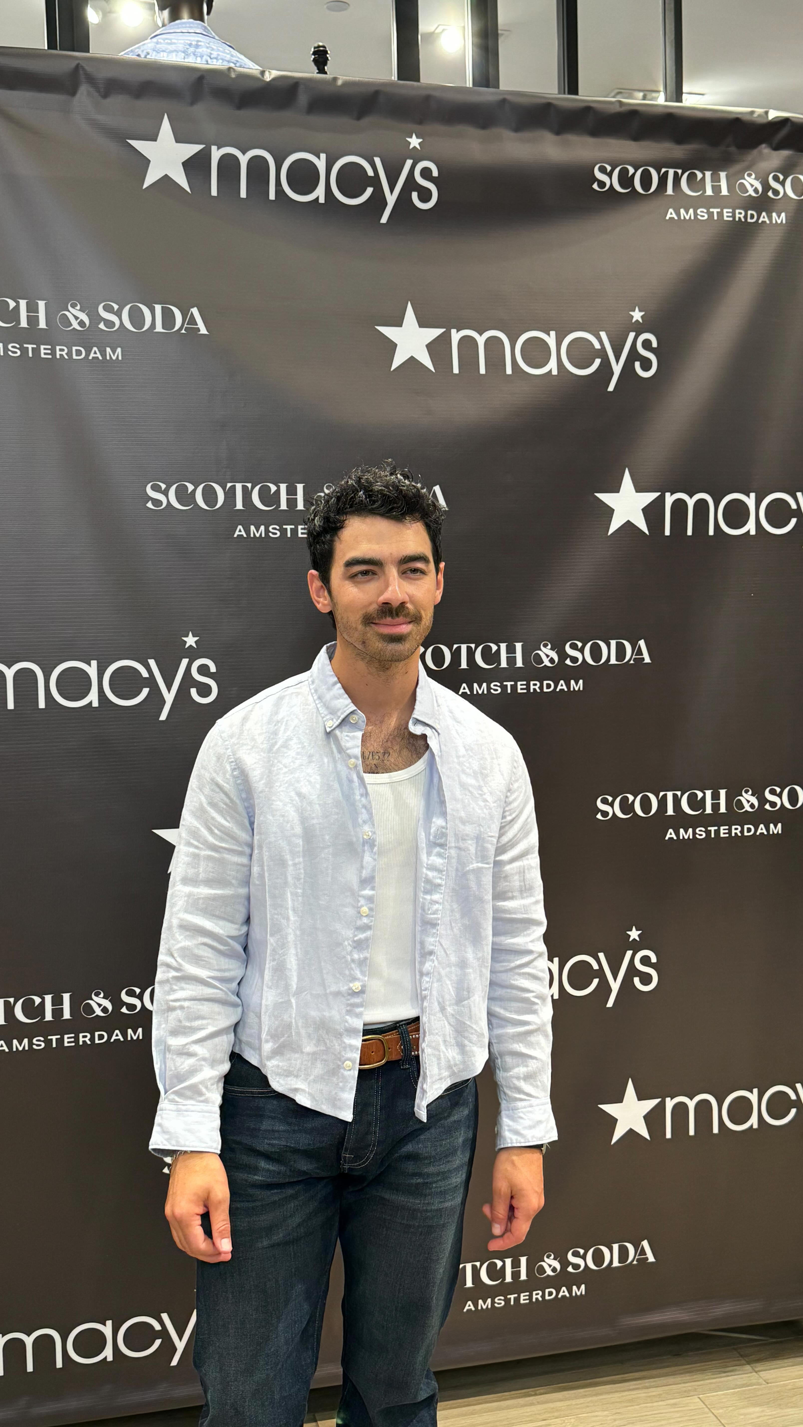 Instagram post by @joejonas for Scotch & Soda. Caption reads: What happens when @joejonas pops into Macy’s?....