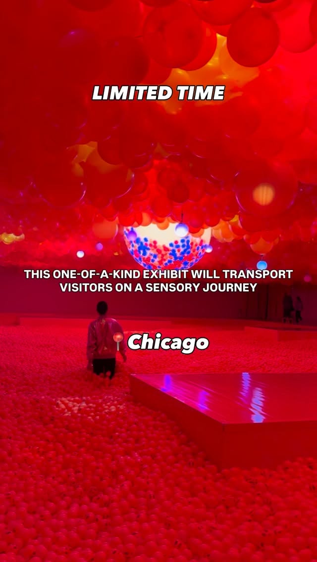 Instagram post by @goingandexploring for Balloon Museum. Caption reads: Balloon Museum is finally landing in Chicago 🎈....