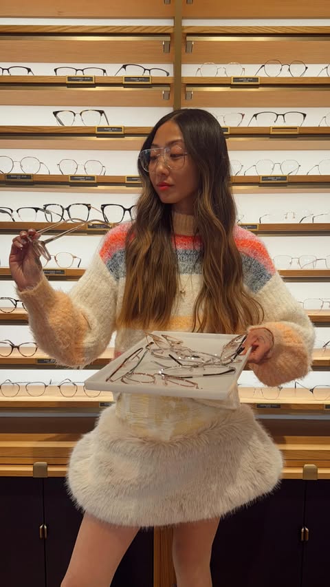 Instagram post by @emilymen for Warby Parker. Caption reads: Halp!! Which pair of @warbyparker frames?! I can’t....