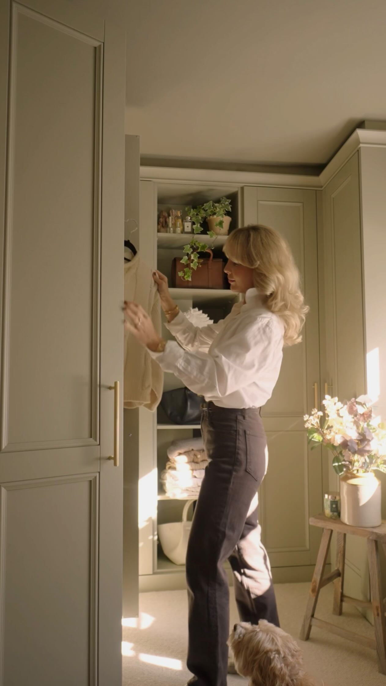 Instagram post by @allchloerose for Moroccanoil. Caption reads: Cosy layers, seasonal flowers, and the new....