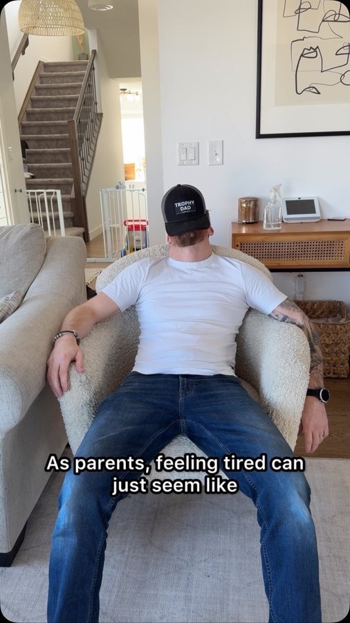 Instagram post by @ownitdad for Jamieson Vitamins. Caption reads: Being tired may seem like it’s part of parenting....