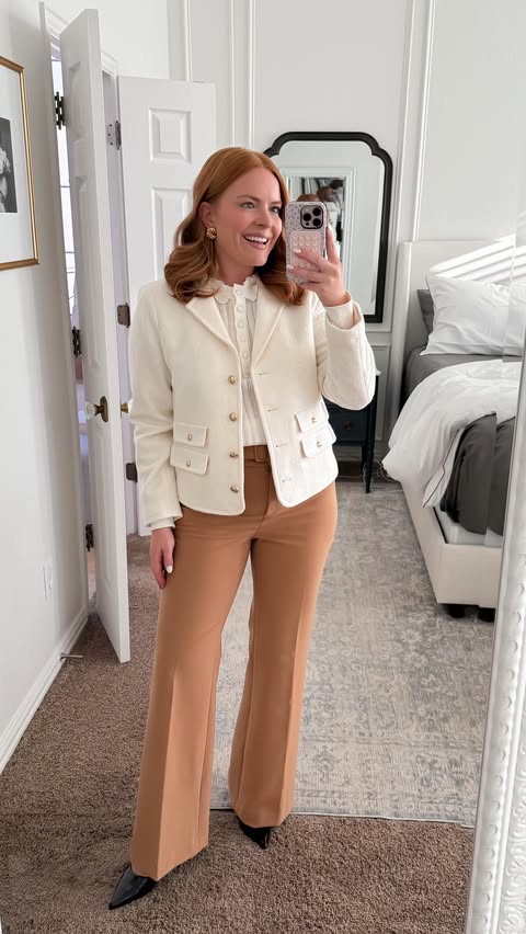 Instagram post by @hannahstemme for Talbots. Caption reads: [...] to trousers to dinner-ready prints,....