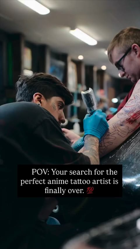 Instagram post by @rustik_uno for EMALLA Official. Caption reads: If you’re ready for a large-scale anime tattoo,....