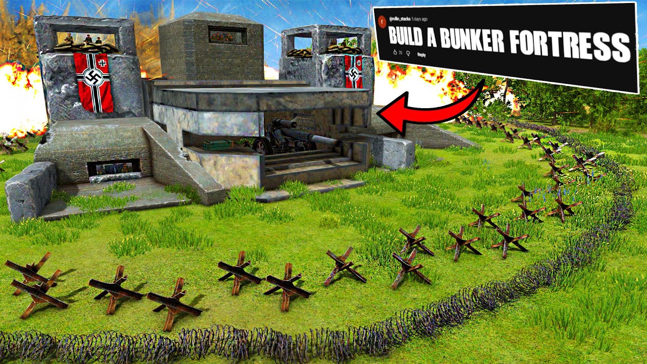 YouTube post by @DaleyTactics for Instant Gaming. Caption reads: I built a WW2 FORTRESS My Viewers Designed in this....