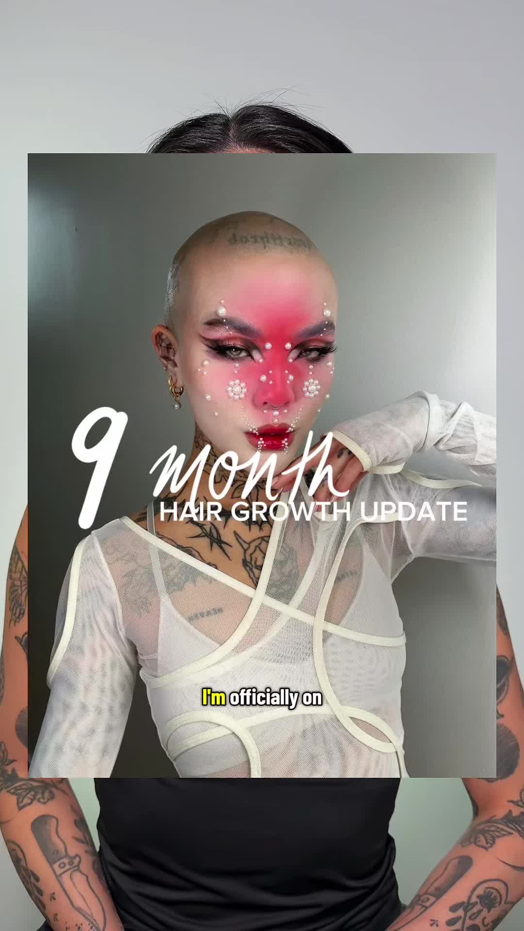 TikTok post by @meicrosoft for VEGAMOUR. Caption reads: Month 9 of my hair growth journey! After a decade....