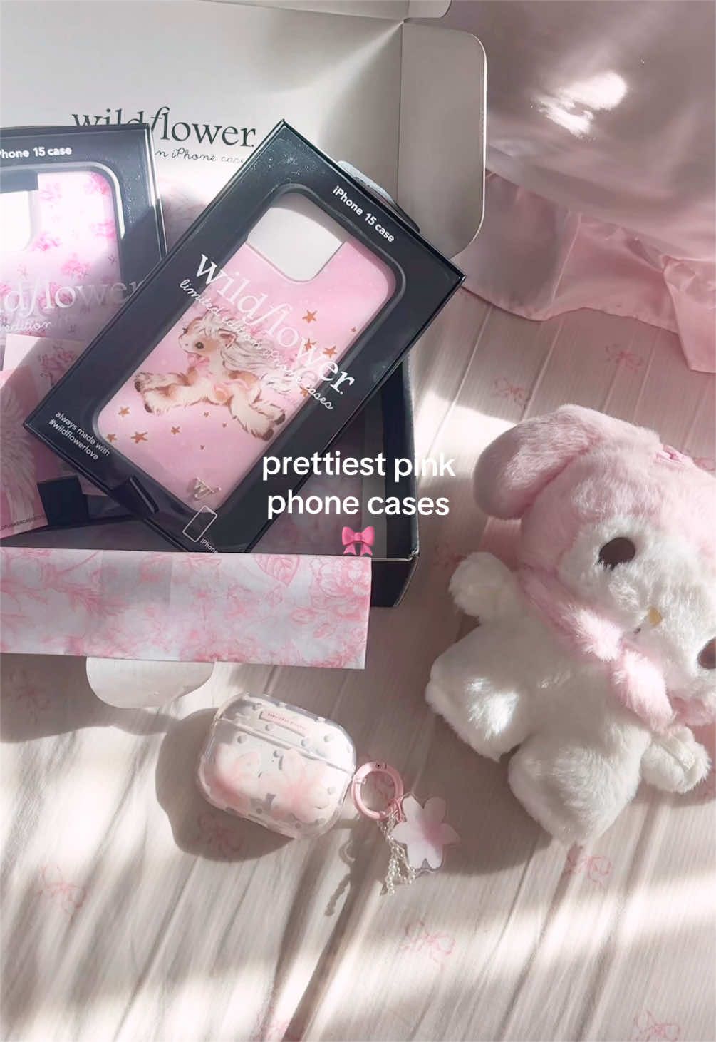 TikTok post by @lanacchi for Wildflower Cases. Caption reads: [...] and me coded phone cases ever!! 🎀....
