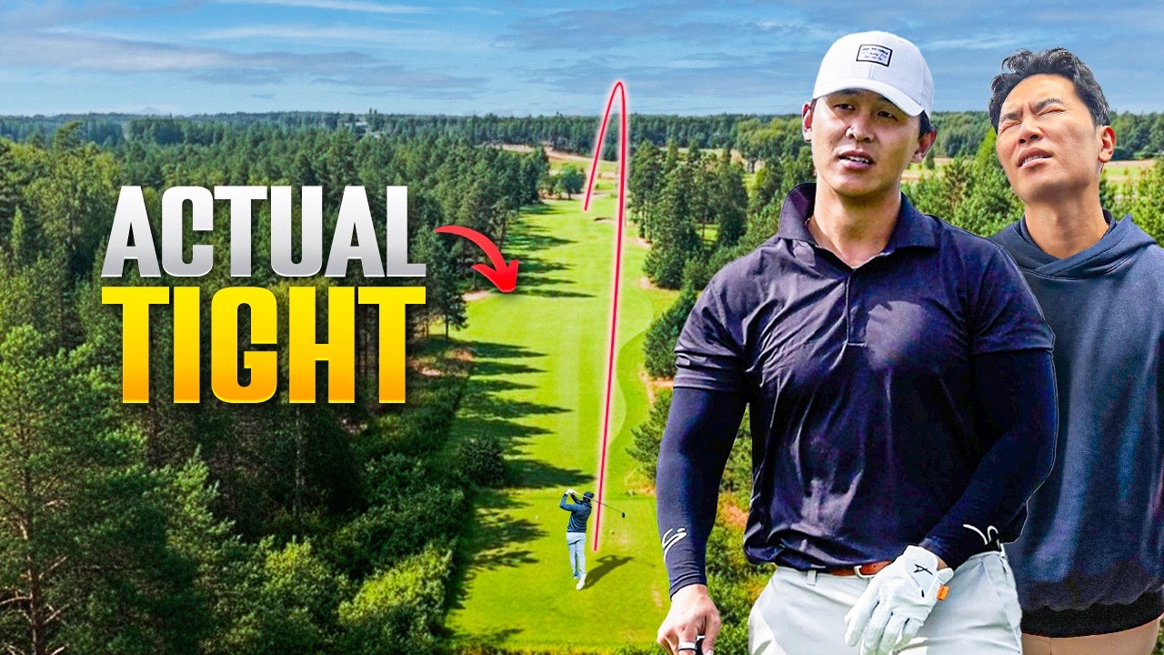 YouTube post by @SamHeungMin for Takomo Golf. Caption reads: The most UNFAIR course we have ever played....