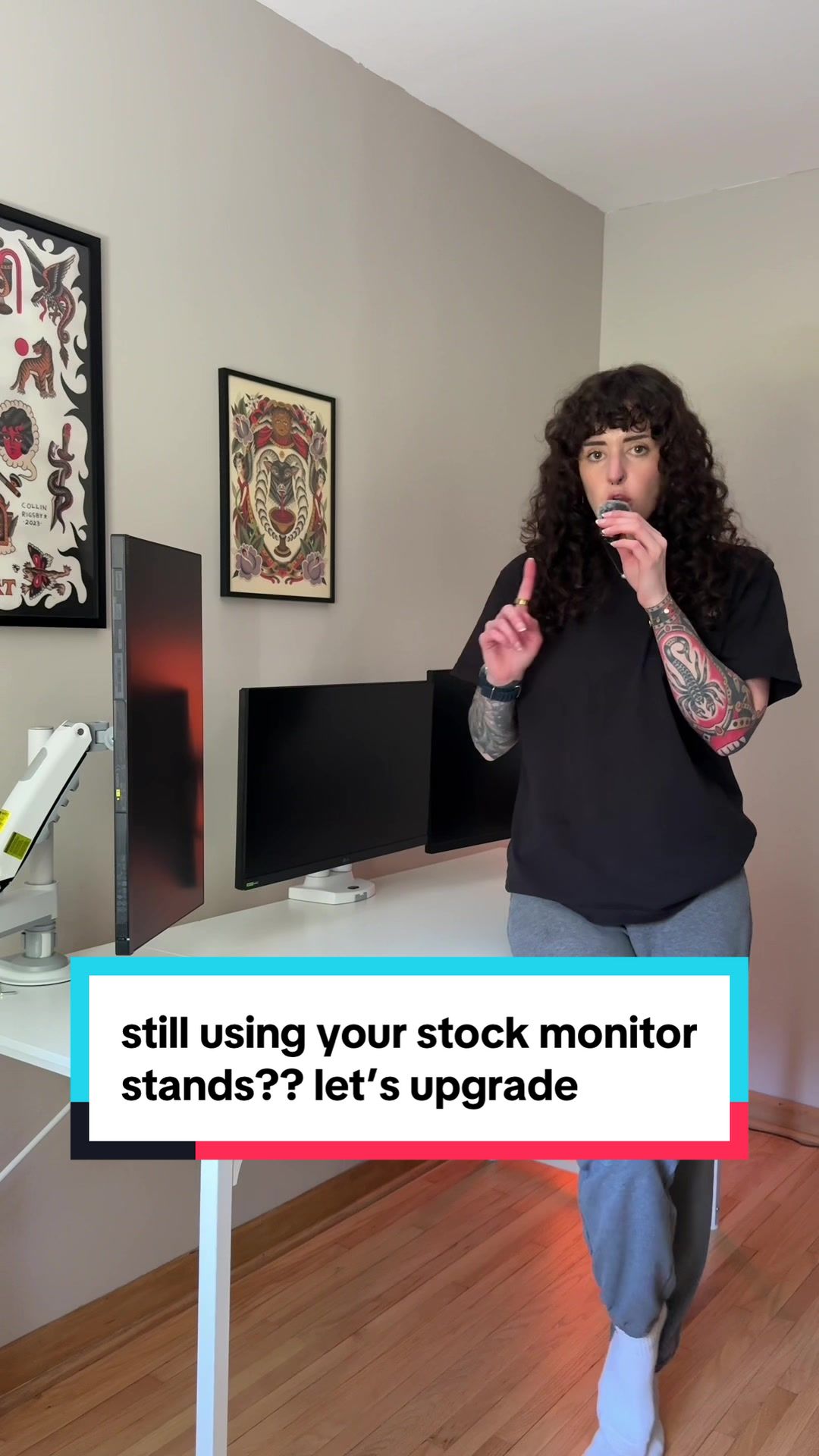 TikTok post by @saladpictures_ for HUANUO. Caption reads: [...] mounts instead #desksetup #pcgaming #huanuo....