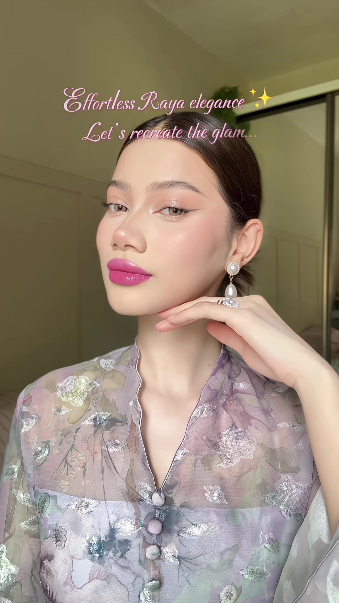 TikTok post by @saraazhar_ for L’Oréal Paris Malaysia. Caption reads: Effortless Raya elegance starts with the right....
