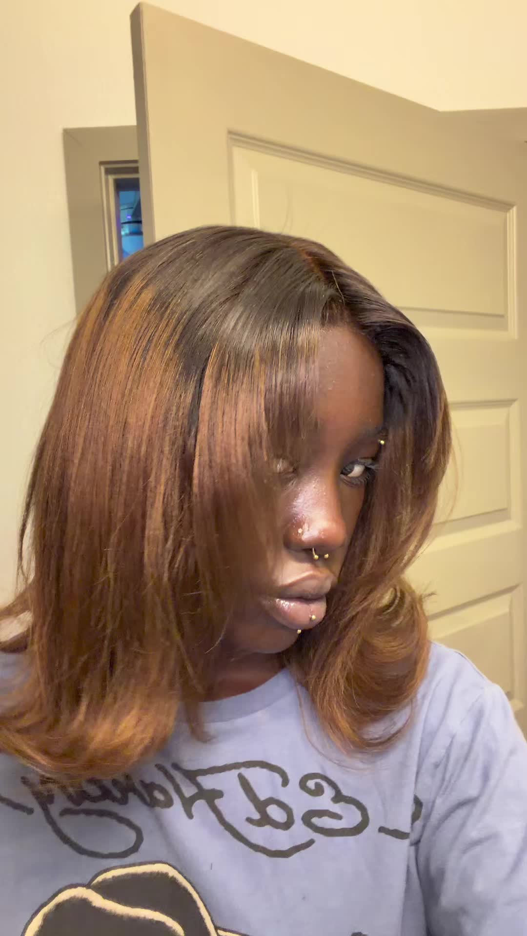 TikTok post by @fullmetal8lackie for Klaiyi Hair. Caption reads: Linked in my bio!! #fyp #klaiyihair #gluelesswigs....