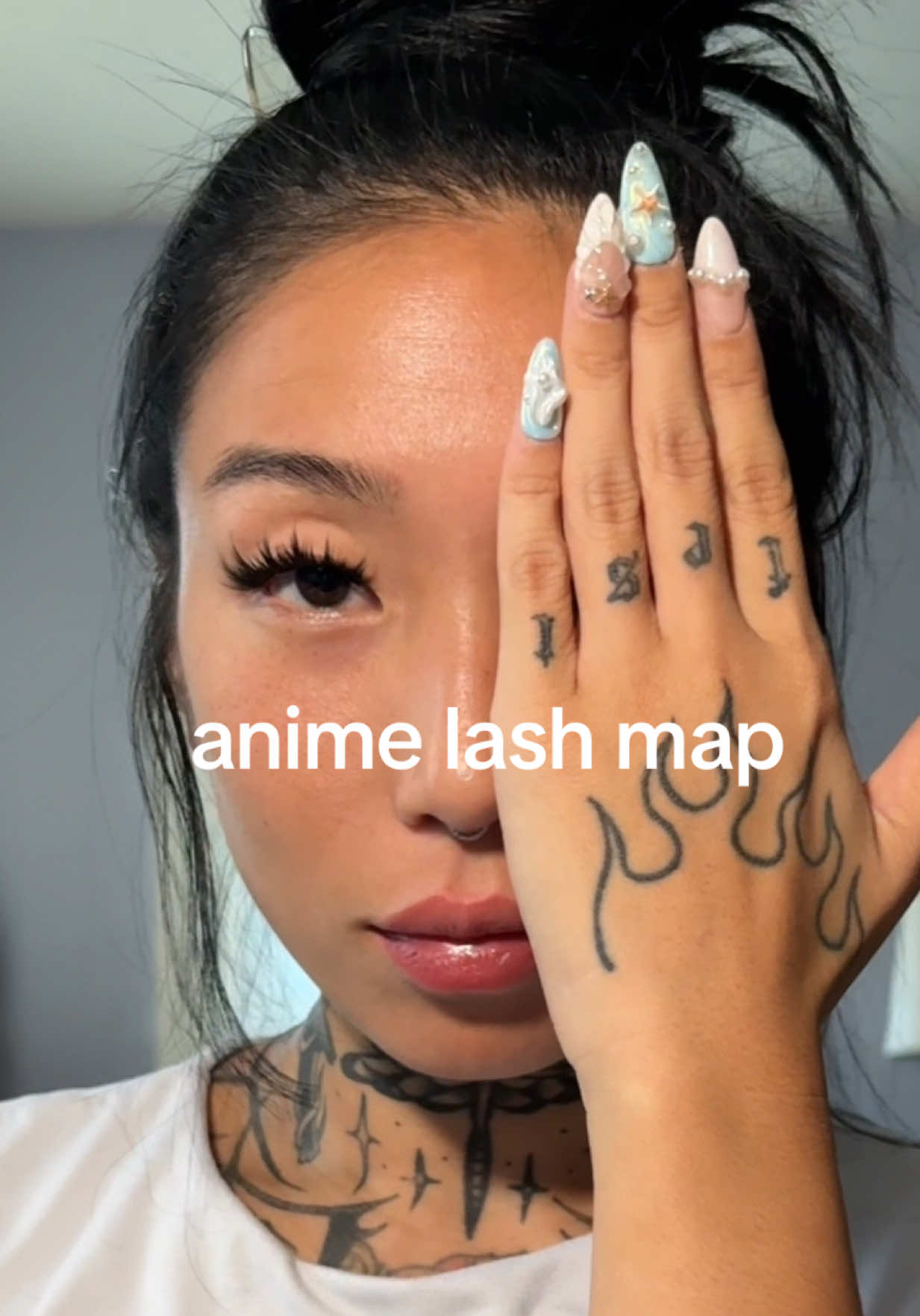 TikTok post by @jaa.elizabeth for Fowendia Lashes. Caption reads: [...] anime/ manga style lash map with @Fowendia....
