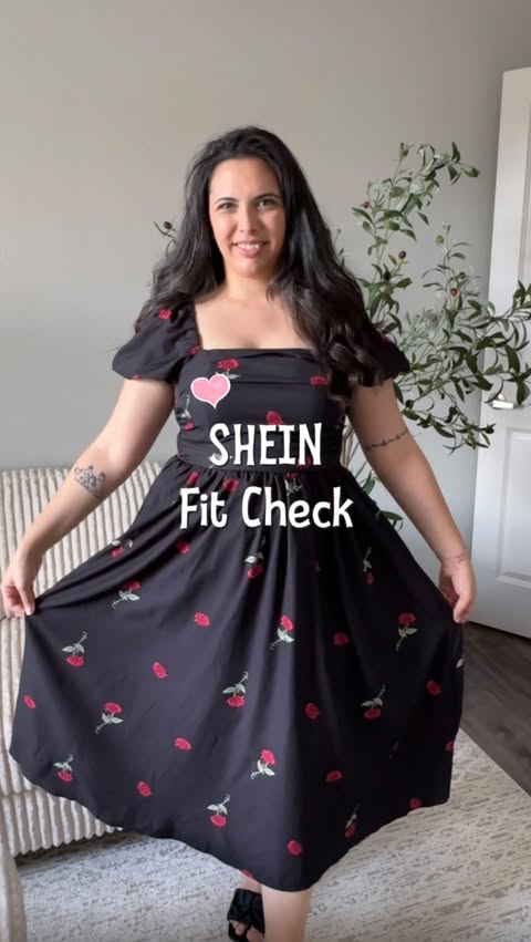 Instagram post by an influencer for SHEIN. Caption reads: SHEIN Fit Check Challenge! Search [...].