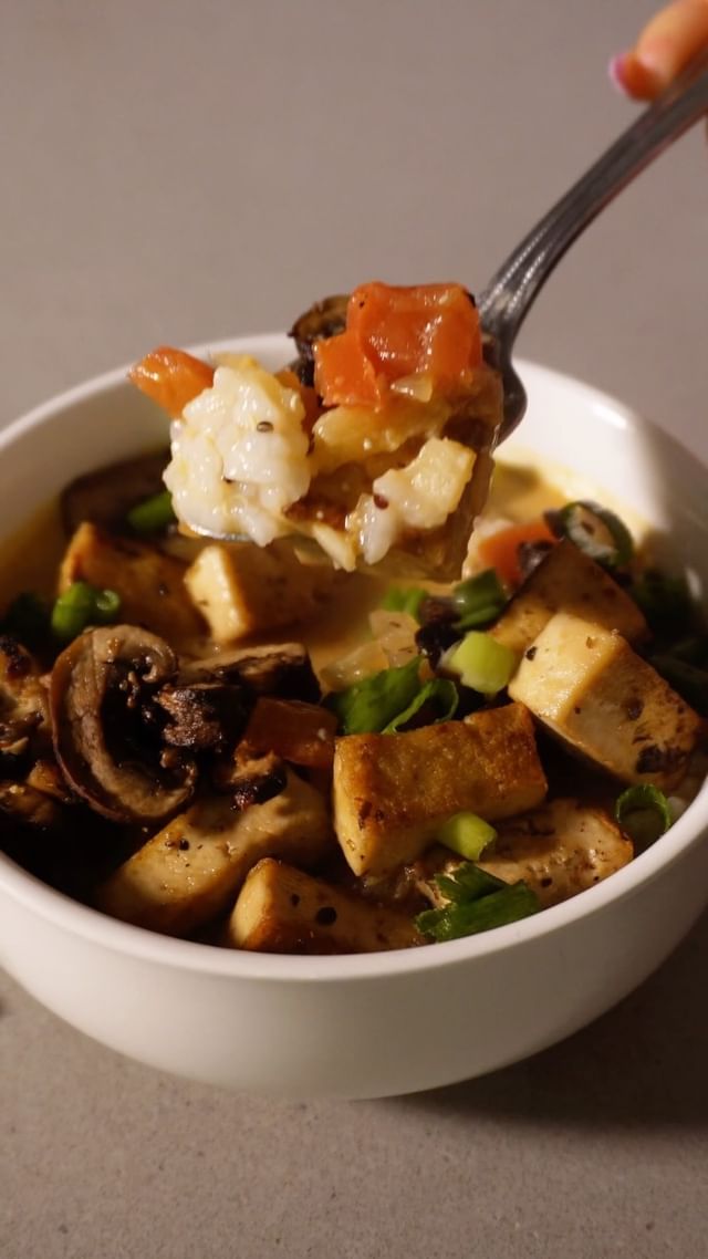 Instagram post by @derrikadenisee for Purple Carrot. Caption reads: [...] This Thai lemongrass soup from....