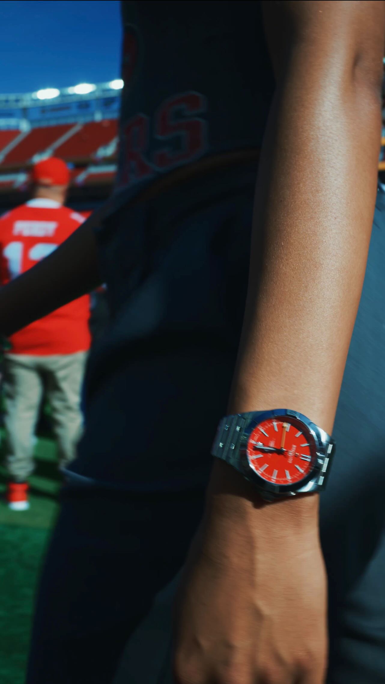 Instagram post by @alex.woood for BREITLING. Caption reads: Weekend in the Bay with the @49ers. Breitling’s....