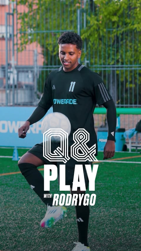 Instagram post by @rodrygogoes for POWERADE. Caption reads: Q&A with @powerade. One take…NO drops....