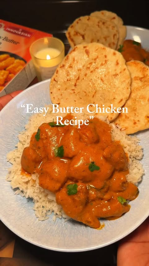 Instagram post by @kitchenlovergurl for InnovAsian Cuisine. Caption reads: Butter Chicken Recipe made easy with....