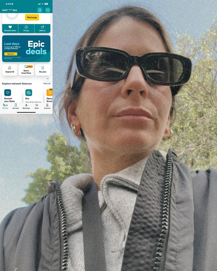 Instagram post by @camilaandjustina for Optus. Caption reads: Donate Your Data with Optus 🌟 Digital wellbeing....