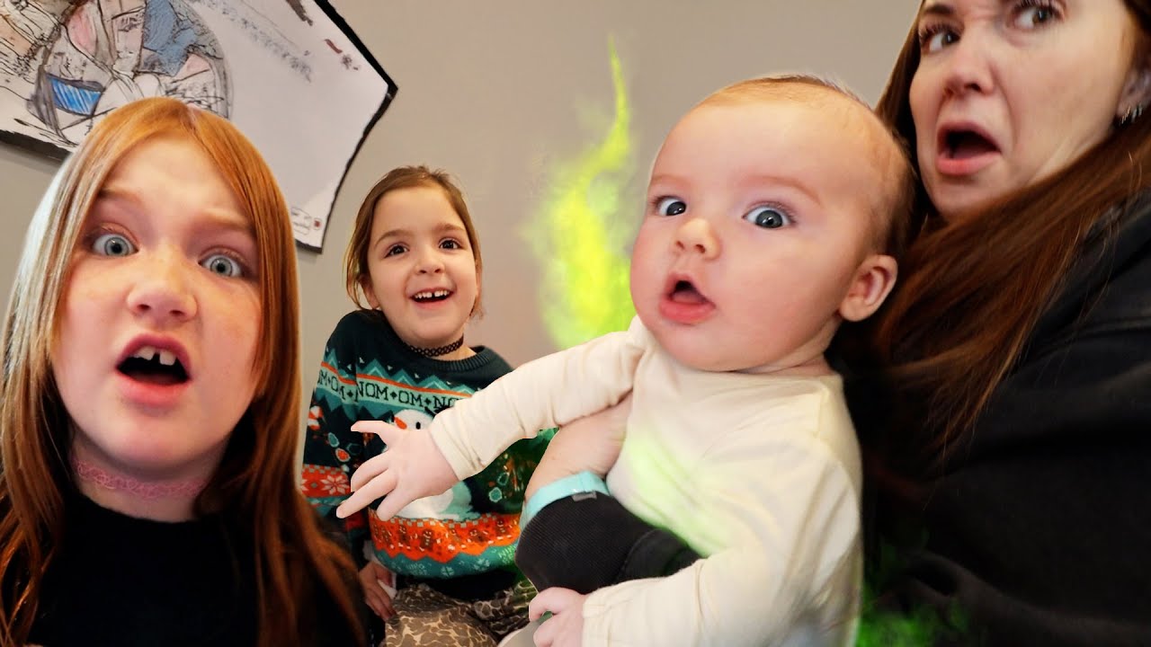 YouTube post by @AforAdley for CrunchLabs. Caption reads: A for APPLE STORE with ADLEY!! Navey's First....