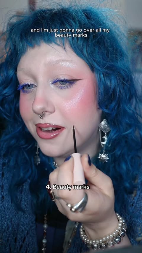 Instagram post by @pippambarnes for HALF MAGIC. Caption reads: [...] 2. @kikomilano Mod blue mascara* 3.....
