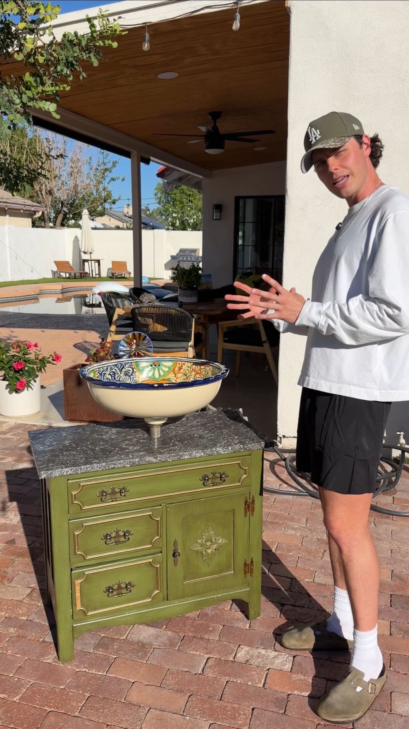 Instagram post by @jakes__junk for RYOBI Tools. Caption reads: Holiday project on a $100 budget? Let’s do it!....