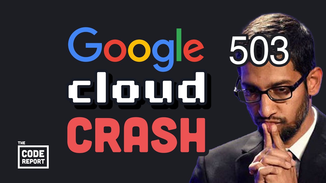 YouTube post by @Fireship for TechCrunch. Caption reads: That time Google Cloud Platform bricked the....